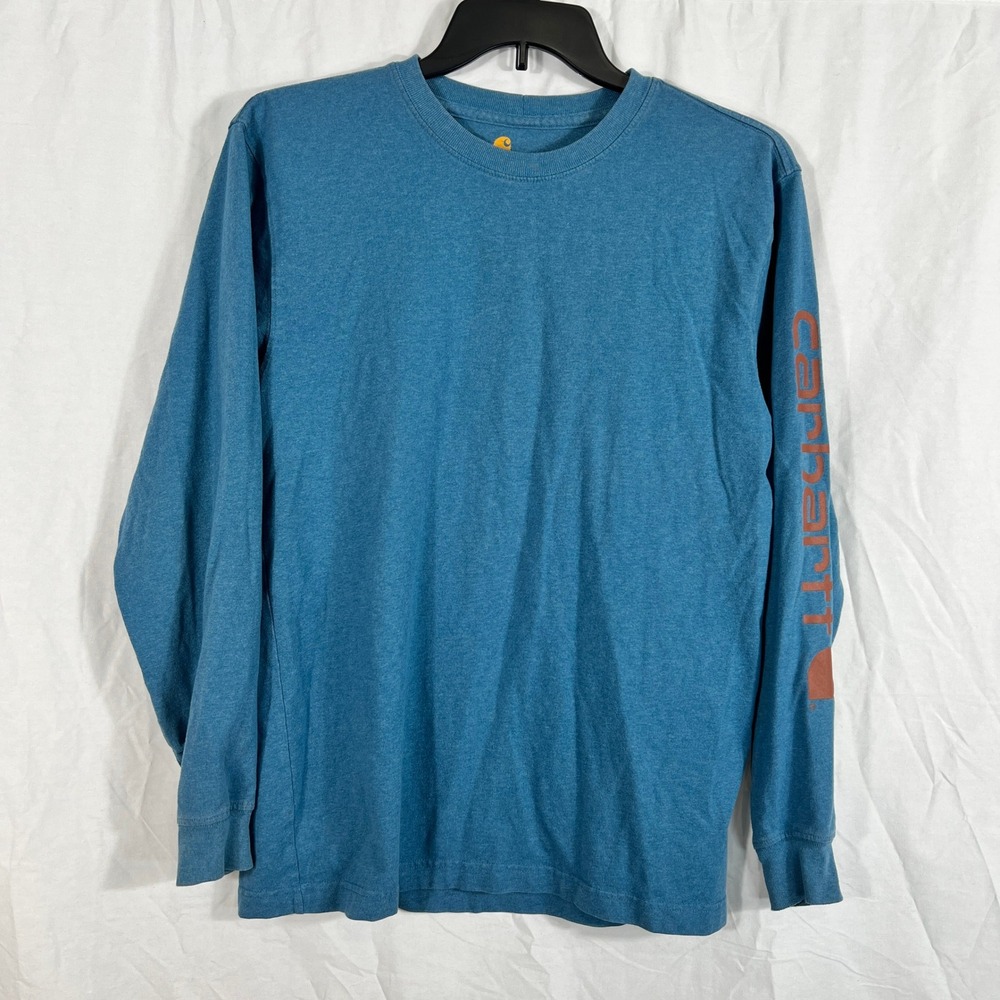 Carhartt Shirt Mens S Original Fit Blue Lagoon Heather Long Sleeve Outdoor